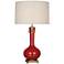 Robert Abbey Athena Ruby Red and Brass Ceramic Table Lamp