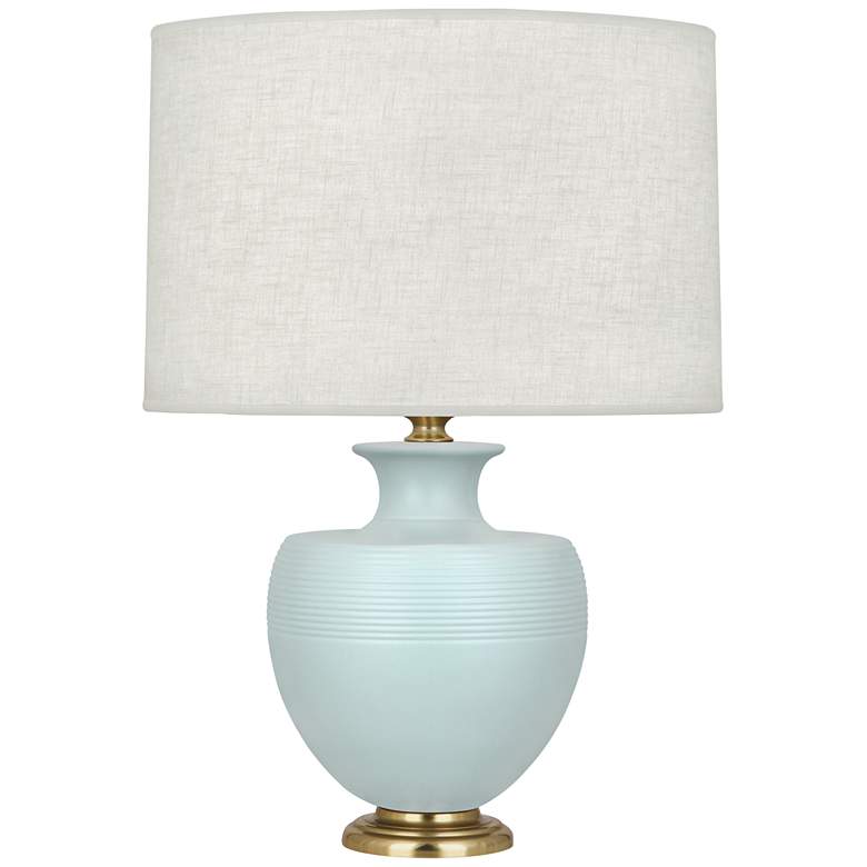 Image 1 Robert Abbey Atlas 25 1/4 inch Brass and Sky Blue Ceramic Table Lamp