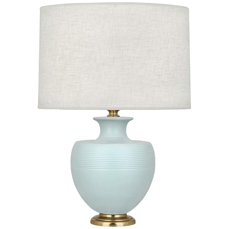 Image 1 Robert Abbey Atlas 25 1/4" Brass and Sky Blue Ceramic Table Lamp