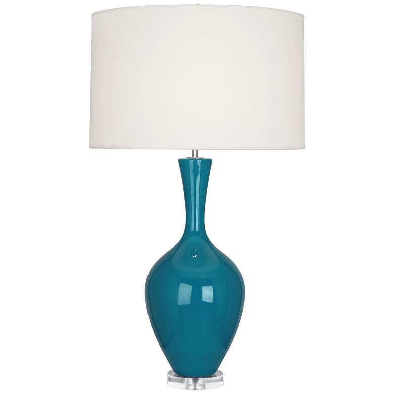 Image 1 Robert Abbey Audrey 33 1/2" High Peacock Blue Ceramic Table Lamp