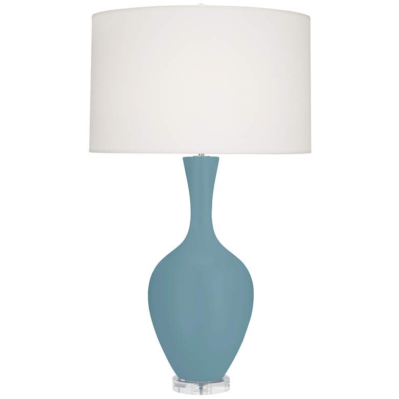 Image 1 Robert Abbey Audrey 33 1/2" Modern Matte Steel Blue Ceramic Table Lamp