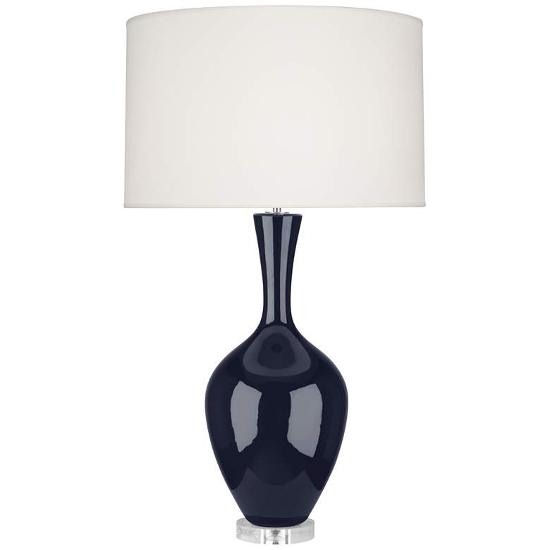 Image 1 Robert Abbey Audrey Midnight Blue Glazed Ceramic Table Lamp