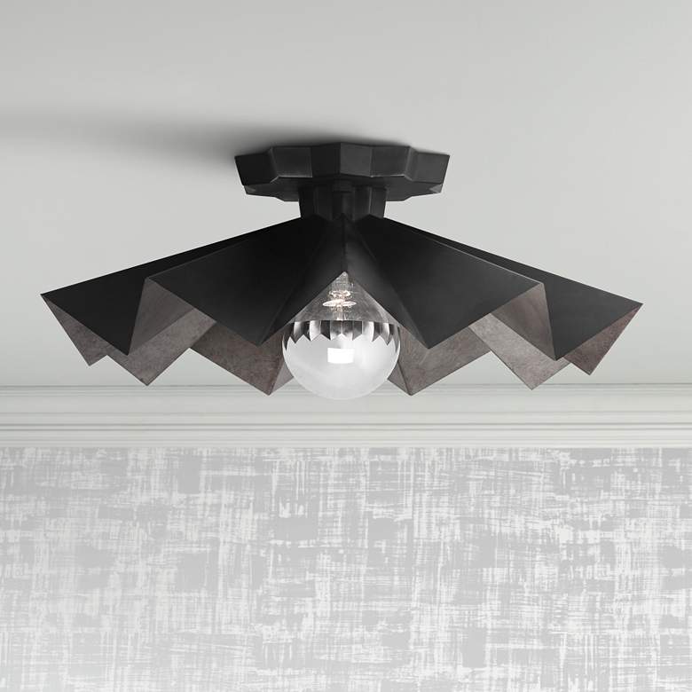 Image 1 Robert Abbey Bat 16" Wide Matte Black Ceiling Light