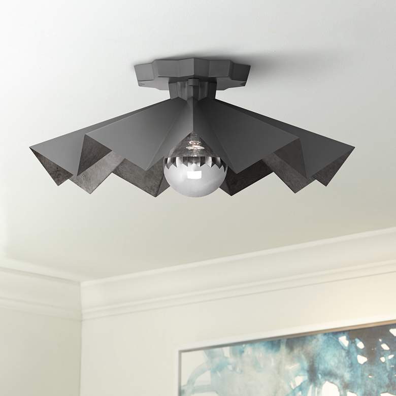 Image 1 Robert Abbey Bat 16" Wide Matte Charcoal Gray Ceiling Light