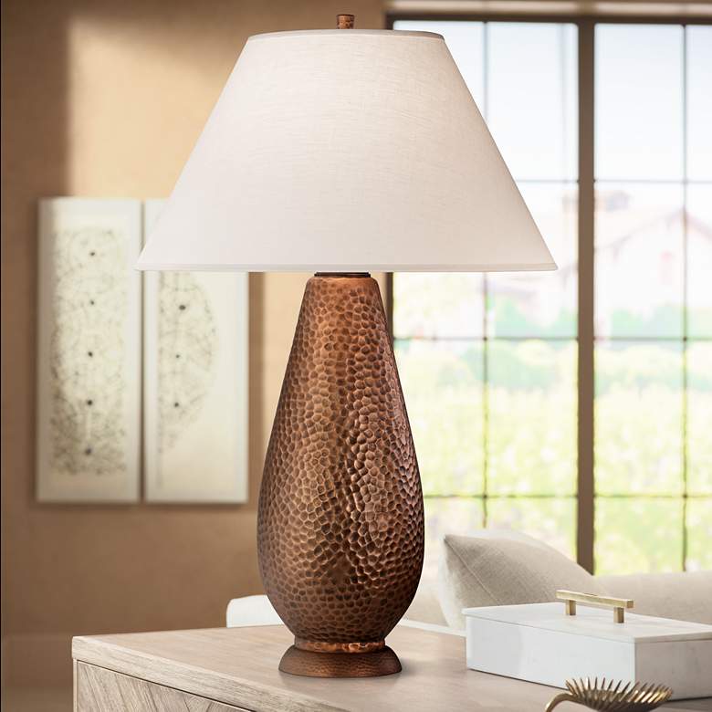 Image 1 Robert Abbey Beaux Arts Copper 34" High Table Lamp