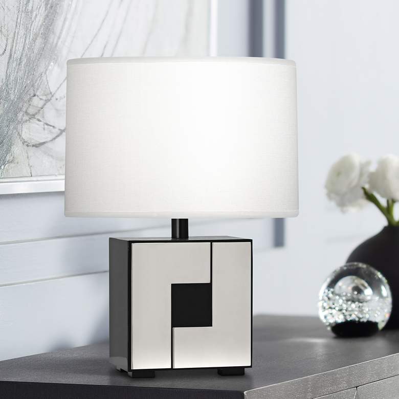Image 1 Robert Abbey Blox 15 1/2"H Black Enamel Geometric Table Lamp