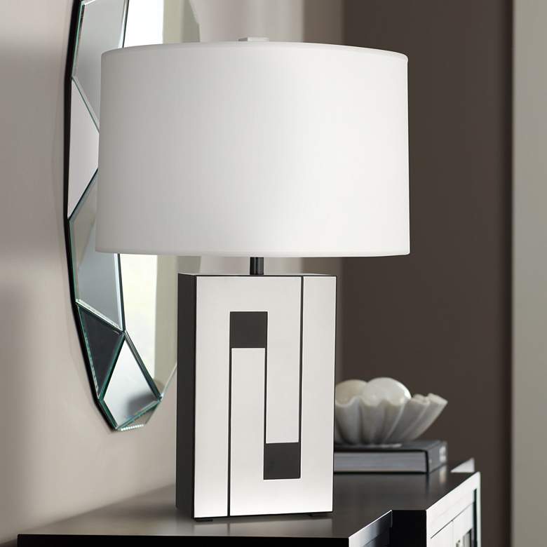 Image 1 Robert Abbey Blox 28 1/4 inch Black Enamel and Polished Nickel Table Lamp