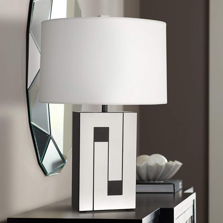 Image 1 Robert Abbey Blox 28 1/4" Black Enamel and Polished Nickel Table Lamp