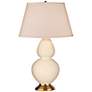 Robert Abbey Bone and Brass Double Gourd Ceramic Table Lamp