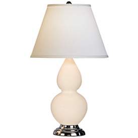 Image1 of Robert Abbey Bone and Silver Double Gourd Ceramic Table Lamp