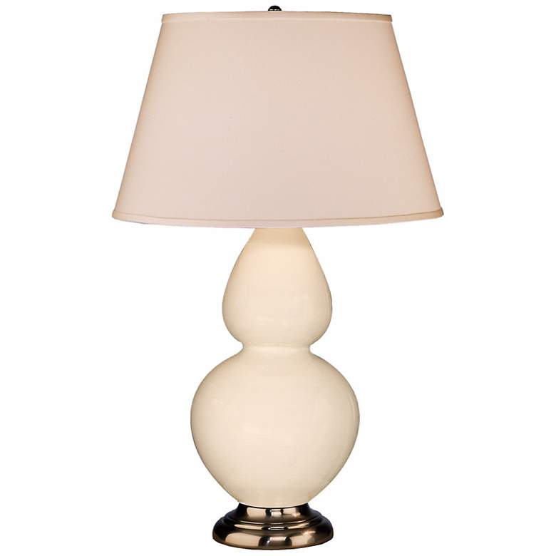 Image 1 Robert Abbey Bone White and Silver Double Gourd Ceramic Table Lamp