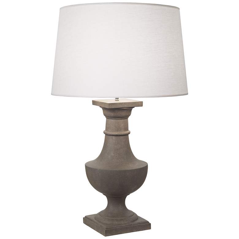 Image 1 Robert Abbey Bronte Faux Limestone Oyster Shade Table Lamp