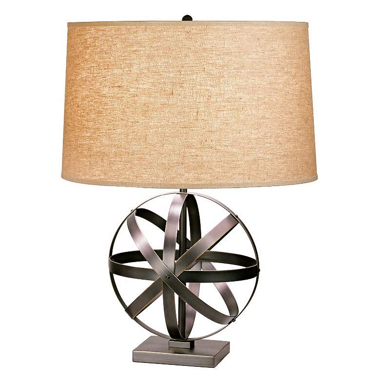 Image 1 Robert Abbey Bronze with Driftwood Linen Shade Accent Lamp