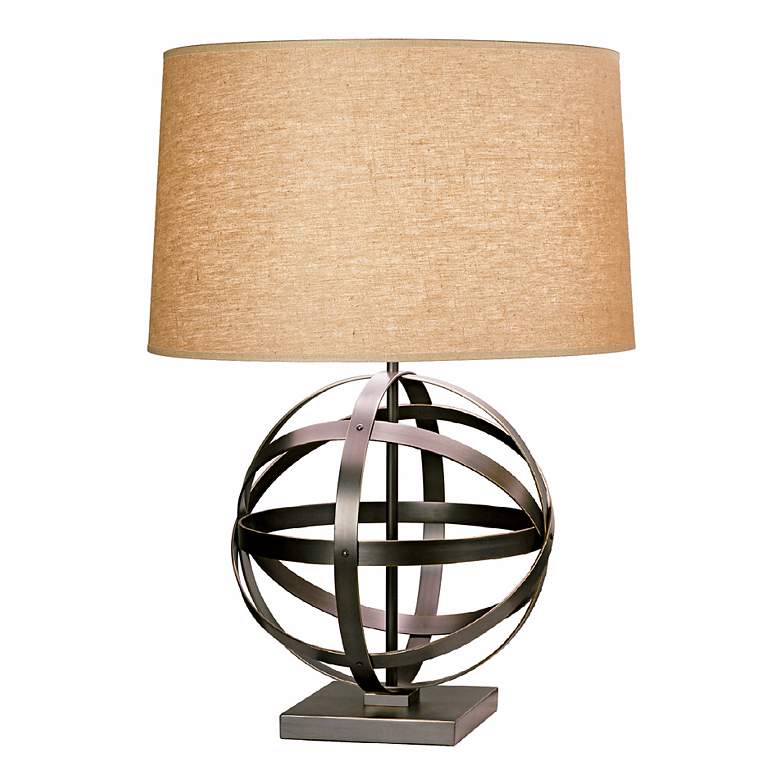Image 1 Robert Abbey Bronze with Driftwood Linen Shade Table Lamp