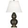 Robert Abbey Brown Tea and Brass Double Gourd Ceramic Table Lamp