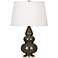 Robert Abbey Brown Tea and Brass Triple Gourd Ceramic Table Lamp