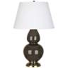 Robert Abbey Brown Tea Ceramic and Brass Table Lamp