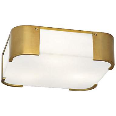 Robert Abbey Bryce 14" Wide Brass Square Ceiling Light