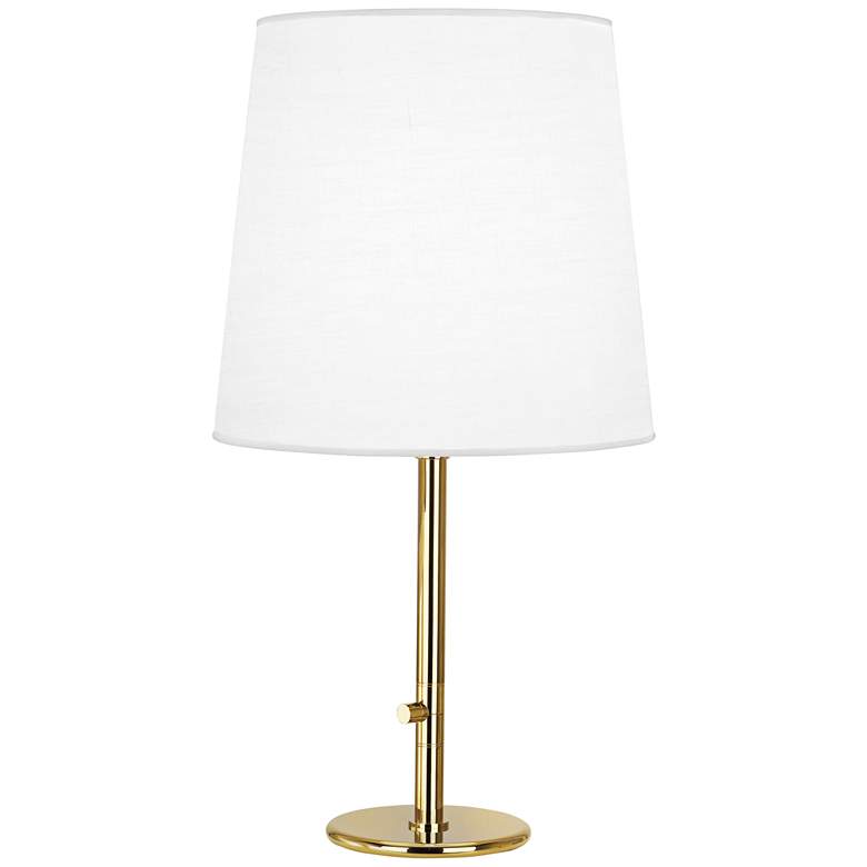 Image 1 Robert Abbey Buster Ascot White Shade Brass Table Lamp