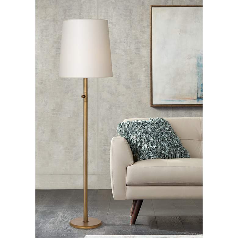 Image 1 Robert Abbey Buster Chica 62 1/2 inch White And Aged Brass Floor Lamp