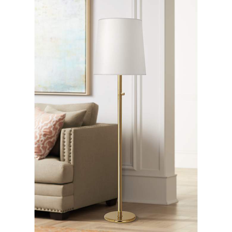 Image 1 Robert Abbey Buster Chica Ascot Shade Brass Floor Lamp