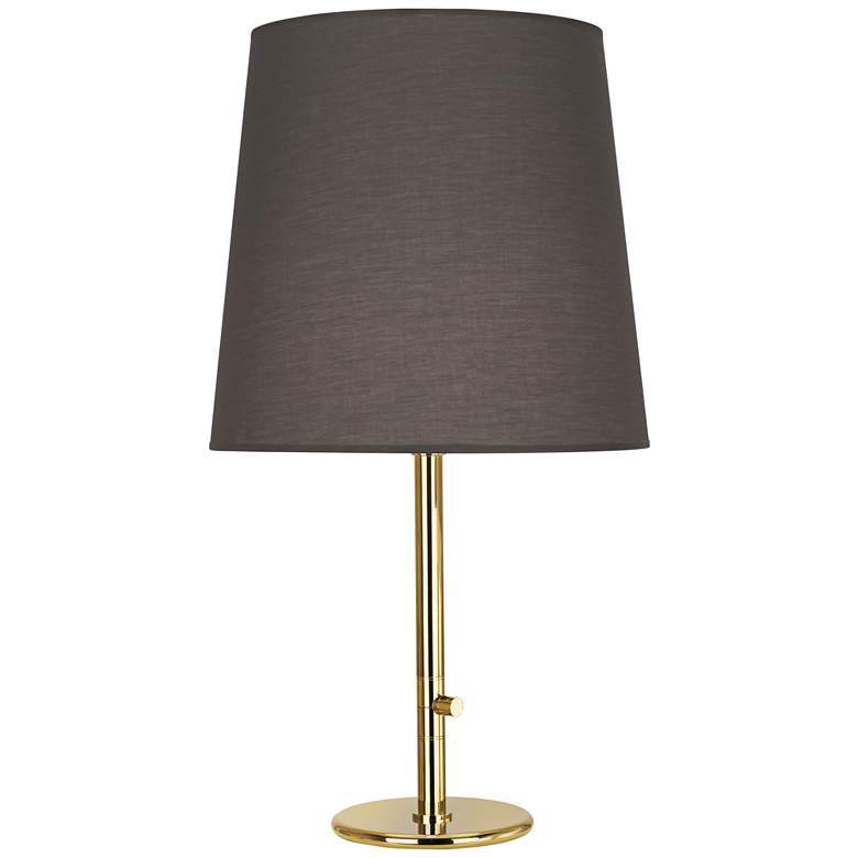 Image 1 Robert Abbey Buster Smoke Gray Shade Brass Table Lamp