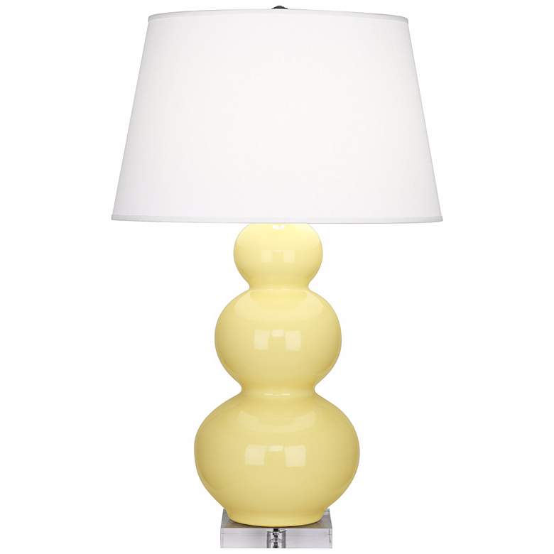 Image 1 Robert Abbey Butter Yellow Triple Gourd Ceramic Table Lamp
