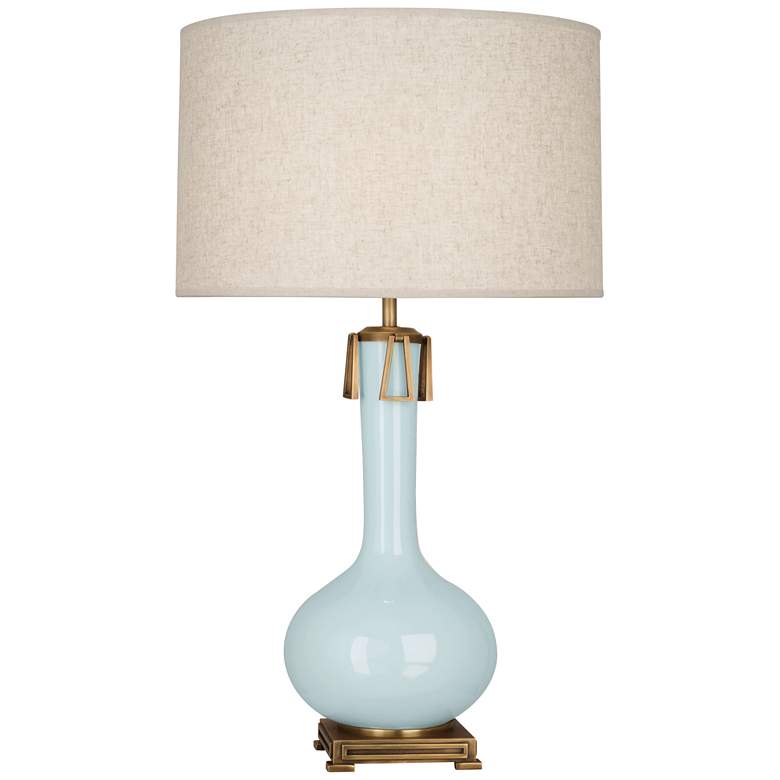 Image 1 Robert Abbey Ceramic Baby Blue Athena Table Lamp Brass Base