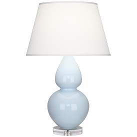 Image1 of Robert Abbey Ceramic Baby Blue Double Gourd Table Lamp Lucite Base