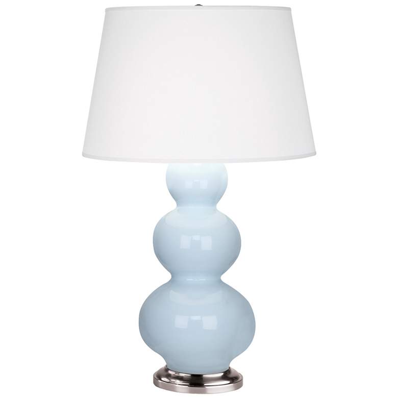 Image 1 Robert Abbey Ceramic Baby Blue Triple Gourd Table Lamp Ant Silver Base