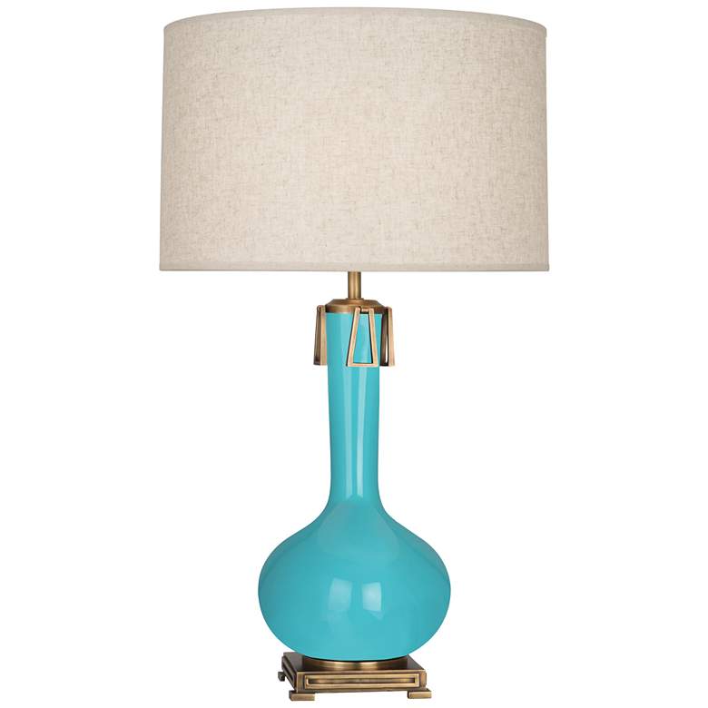 Image 1 Robert Abbey Ceramic Egg Blue Athena Table Lamp Brass Base