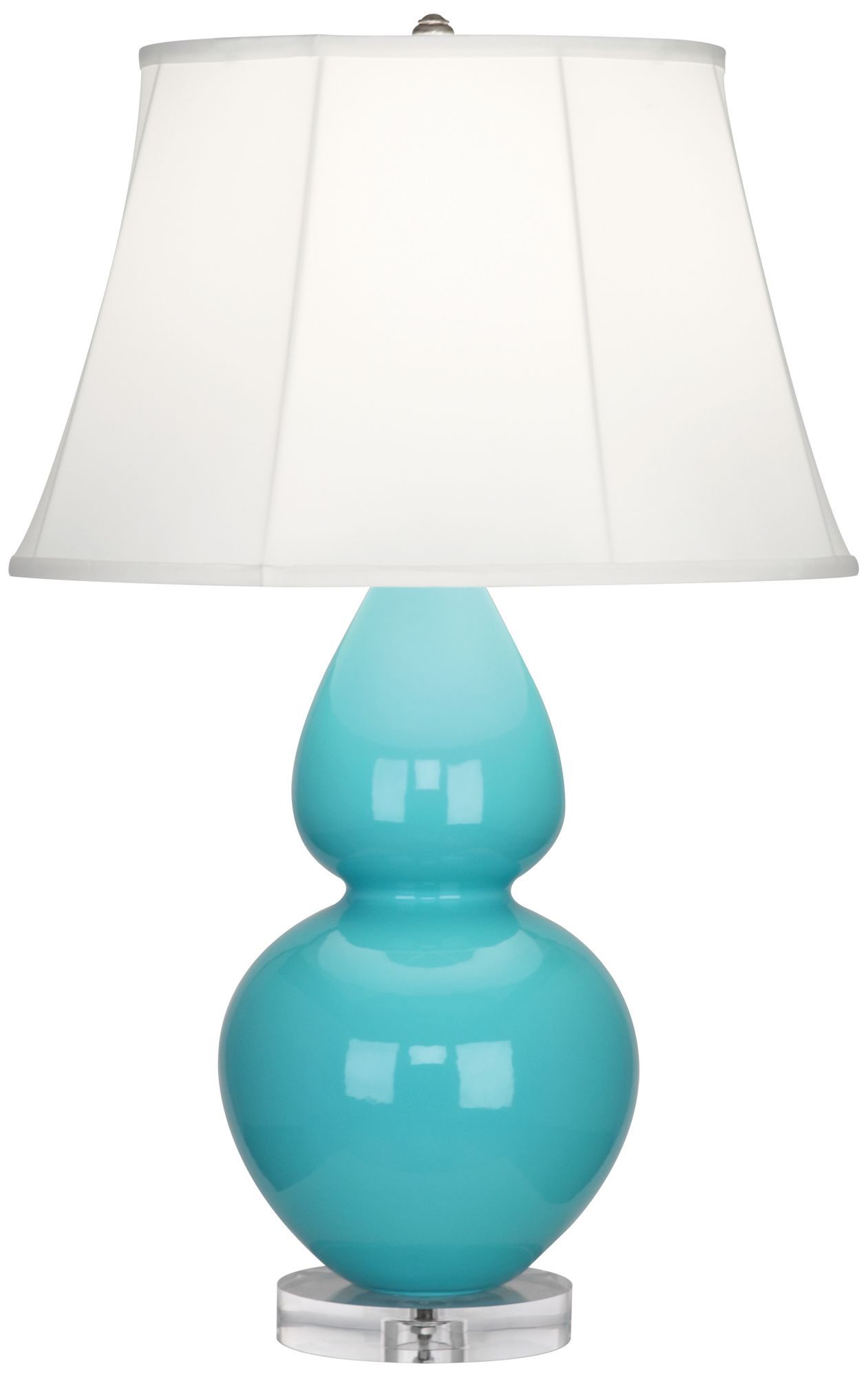 Robert Abbey Ceramic Egg Blue Double Gourd Table Lamp Lucite Base 