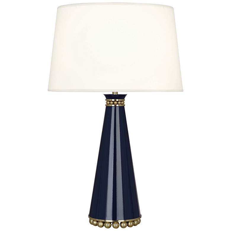 Image 1 Robert Abbey Ceramic Midnight Blue Pearl Table Lamp Brass Base