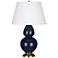 Robert Abbey Ceramic Midnight Double Gourd Table Lamp Brass Base