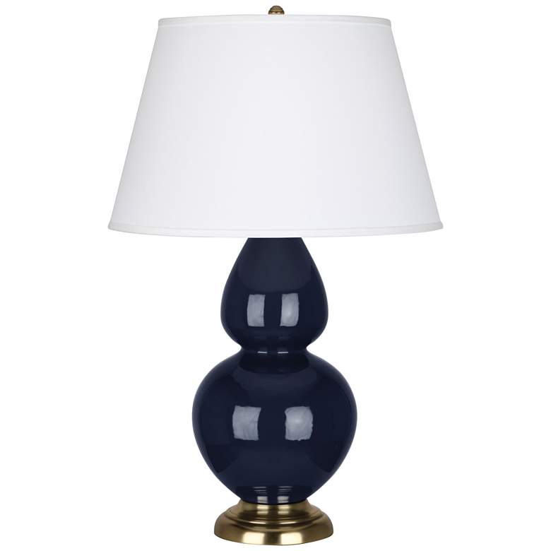 Image 1 Robert Abbey Ceramic Midnight Double Gourd Table Lamp Brass Base
