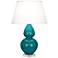 Robert Abbey Ceramic Peacock Double Gourd Table Lamp