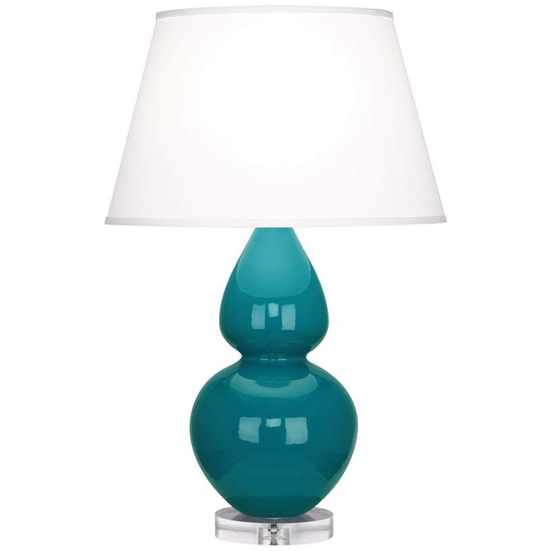 Image 1 Robert Abbey Ceramic Peacock Double Gourd Table Lamp