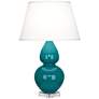 Robert Abbey Ceramic Peacock Double Gourd Table Lamp