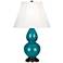 Robert Abbey Ceramic Peacock Small Double Gourd Accent Lamp