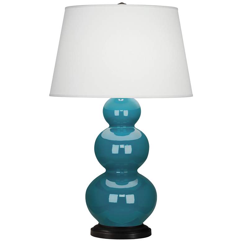 Image 1 Robert Abbey Ceramic Peacock Triple Gourd Table Lamp