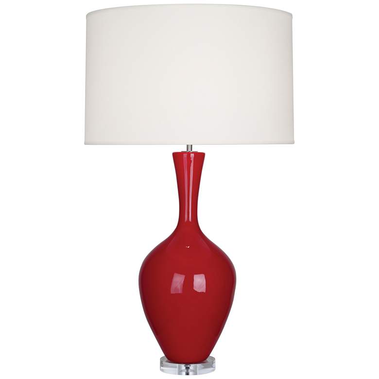Image 1 Robert Abbey Ceramic Ruby Red Audrey Table Lamp