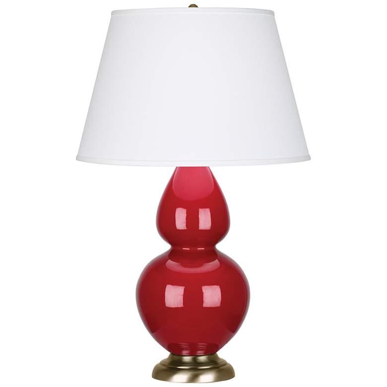 Image 1 Robert Abbey Ceramic Ruby Red Double Gourd Table Lamp