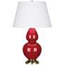 Robert Abbey Ceramic Ruby Red Double Gourd Table Lamp