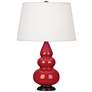 Robert Abbey Ceramic Ruby Red Small Triple Gourd Accent Lamp