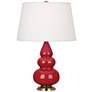Robert Abbey Ceramic Ruby Red Small Triple Gourd Accent Lamp