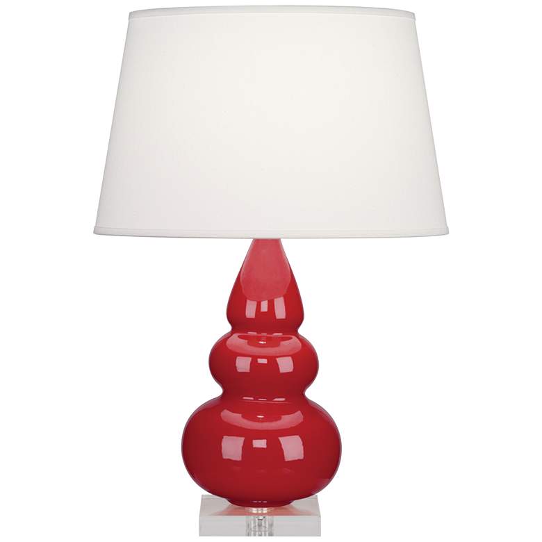 Image 1 Robert Abbey Ceramic Ruby Red Small Triple Gourd Accent Lamp