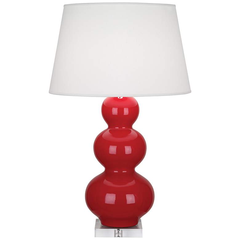 Image 1 Robert Abbey Ceramic Ruby Red Triple Gourd Table Lamp Lucite Base