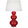 Robert Abbey Ceramic Ruby Red Triple Gourd Table Lamp Lucite Base