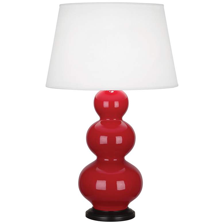Image 1 Robert Abbey Ceramic Ruby Red Triple Gourd Table Lamp