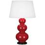 Robert Abbey Ceramic Ruby Red Triple Gourd Table Lamp